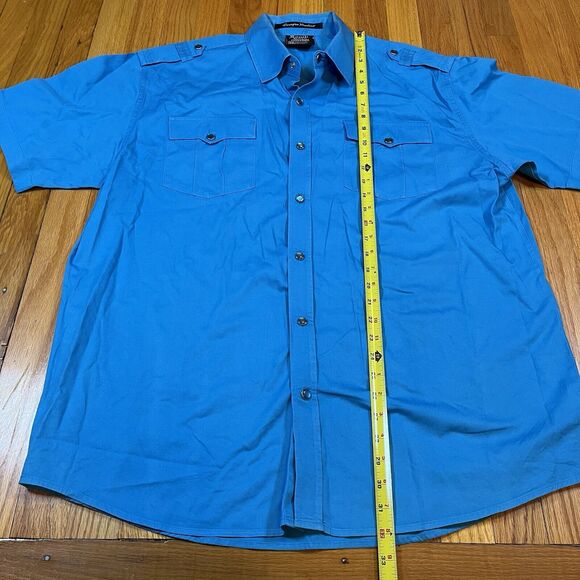 South Pole Short Sleeve Pearl Snap Button Military Y2K Aqua Blue Size XXL - Picture 4 of 7